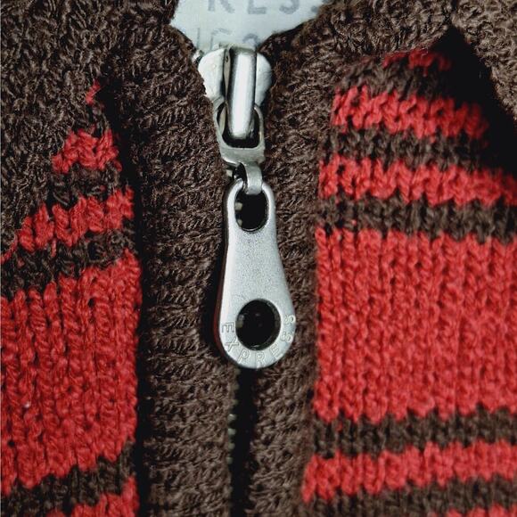 Vintage 90s Express Tricot Collared Sweater 1/4 Zip Small Pullover Stripe Grunge - Picture 6 of 8